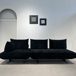 Black Horn Shaped Fabric <b>Sofa</b> Light Luxury Cream Style Double Sided Seat Movable Backrest Straight <b>Sofa</b> <b>for</b> Small Living Room· - Product Image 2