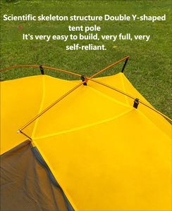 Tente de camping et de randonnée extérieure quatre saisons, double étage, une chambre, imperméable, coupe-vent, pour deux personnes, en polyester 210T - Product Image 4