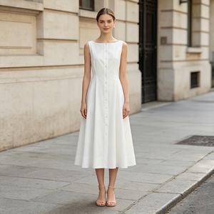 Daily Casual Outfit Occasion Custom Logo Available Solid <b>White</b> Wholesale Women's <b>Maxi</b> Dress - Product Image 1