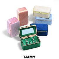 Boîte à bijoux rectangulaire classique en gros avec charnière métallique et bouton-pression, étui de rangement personnalisé avec logo et miroir intérieur pour maquillage
