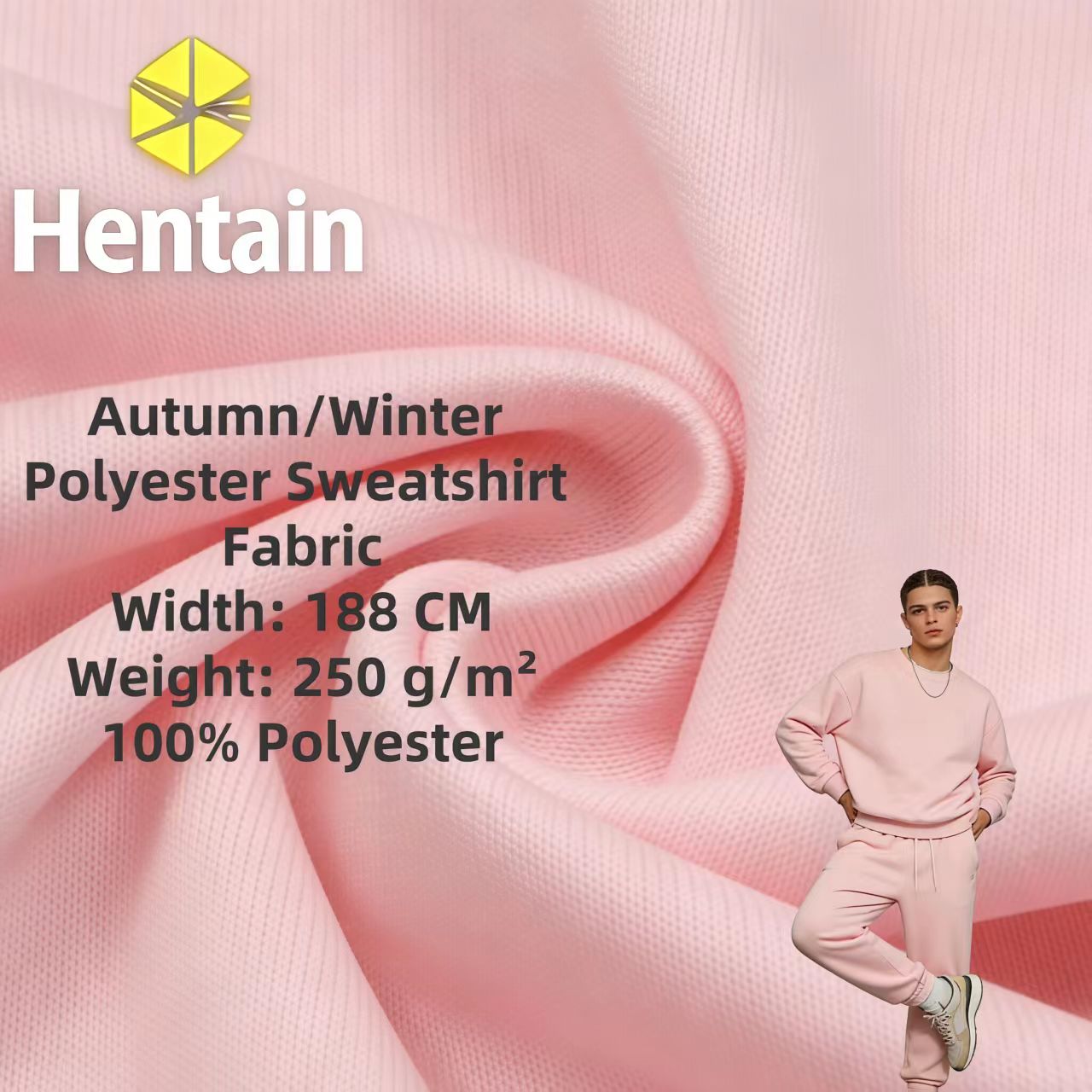 250g Cool Silk Cotton Polyester French Terry Fabric, Autumn/Winter Heavy Sweatshirt Knit Fabric