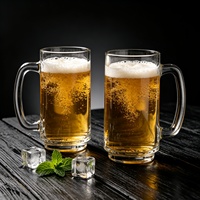 Chope à bière en verre épais personnalisable avec logo, 380 ml, idéale pour les bars et restaurants, chope à bière pression, tasse à boire multifonctionnelle