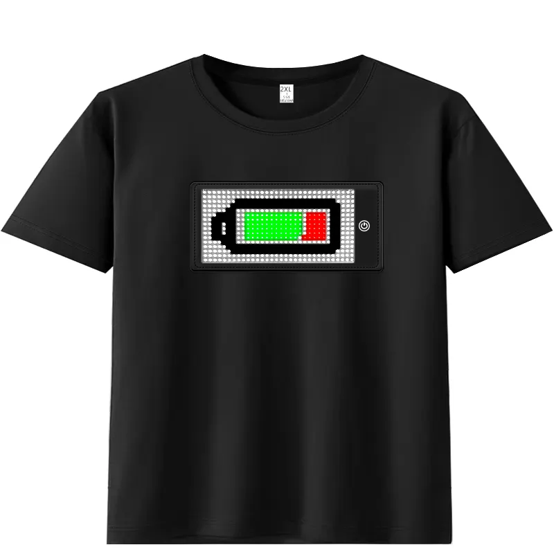 Großhandel Custom App Control Display Programmier bare LED Unisex Baumwolle T-Shirts LED leuchten leuchtende Kleidung für Party