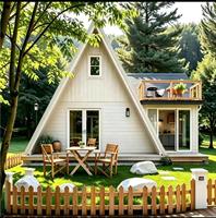 Maison en bois modulaire préfabriquée à double étage en forme de A, sur mesure, fabriquée en usine
