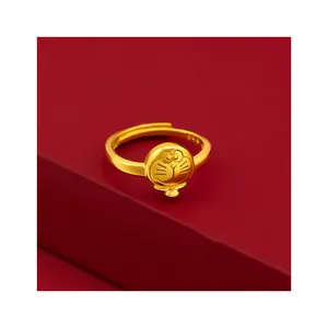 哆啦a梦女性时尚戒指镀金时尚批发黄铜首饰派对或儿童礼品设计