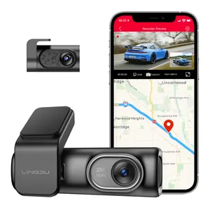LINGDU D200 perekam Dvr mobil, kamera perekam kotak hitam mobil 2K depan dan belakang HD dengan WiFi GPS layar 0.96 inci kontrol suara