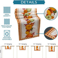 Chemin de table rustique en lin à motif floral pour l'automne, décoration de ferme pour Thanksgiving, nappe de table de cuisine lavable OEM