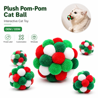 Nouveautés Jouets pour chats de Noël : Boule de jouet en pompon et peluche en grappe, assemblage artisanal, OEM ODM, marque privée, commandes en gros