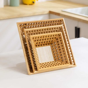 Panier à fruits en bambou creux pain en bambou présentoir à fruits <span class=keywords><strong>plateau</strong></span> de service à pain panier de rangement <span class=keywords><strong>plateau</strong></span> de rangement - Product Image 3