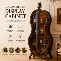 Vitrine de luxe en bois massif en forme de violon, meuble à vin vintage, meuble de salon, vitrine antique, armoire de rangement