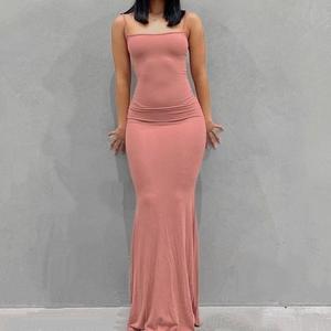 Vestido de moda para mujer, ajustado con tirantes, sin mangas, largo, de <span class=keywords><strong>manga</strong></span> <span class=keywords><strong>larga</strong></span>, tejido, informal - Product Image 4