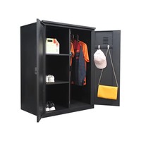 Ensemble de meubles de chambre à coucher en métal moderne avec armoire à double porte, armoire de rangement pour vêtements et table de chevet