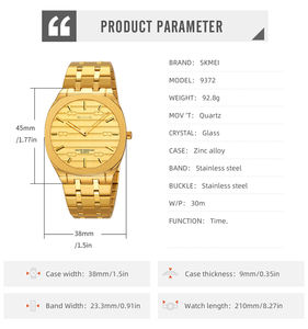 Reloj de Lujo para Hombre SKMEI 9372, Edición Limitada, con Correa de Acero Inoxidable, Caja de Aleación de Zinc, Esfera con Indicadores, Movimiento de Cuarzo - Product Image 6
