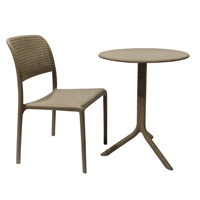 Table d'extérieur moderne de loisirs, table de thé de cour, table de jardin pour thé et café, en plastique avec trou rond