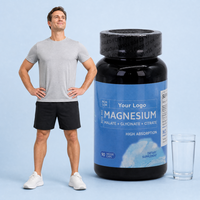 Capsule de magnésium 500 mg à marque privée avec citrate, 10 formes de magnésium, sans OGM, pour l'amélioration musculaire