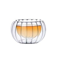 Cangkir kaca dinding ganda Kungfu 50ML ramah lingkungan Modern tutup kinerja isolasi panas Soda kopi