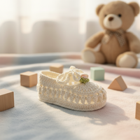 Chaussures en crochet en coton pour nouveau-né, faites à la main, élégantes, respectueuses de la peau, uniques, mignonnes et adorables, pour décorations de baby shower EVER GOLDEN