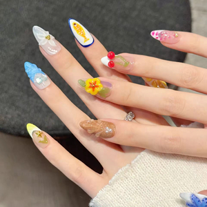 <span class=keywords><strong>Ongles</strong></span> artificiels <span class=keywords><strong>de</strong></span> luxe faits à la main, à pression, motif 3D fleur insulaire et coquillage, personnalisables, réutilisables, pour usage <span class=keywords><strong>en</strong></span> salon, vente <span class=keywords><strong>en</strong></span> gros - Product Image 2