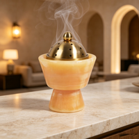 Brûleur d'encens Mubkhar en marbre de luxe, pierre naturelle Onyx Travertin, porte-bakhoor pour la décoration de la maison et des Majlis