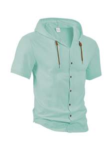 Streetwear 180gsm <span class=keywords><strong>giacca</strong></span> camicia con cappuccio da <span class=keywords><strong>uomo</strong></span> in stile 95% traspirante leggero 5% in Spandex estate manica corta Casual da spiaggia - Product Image 6