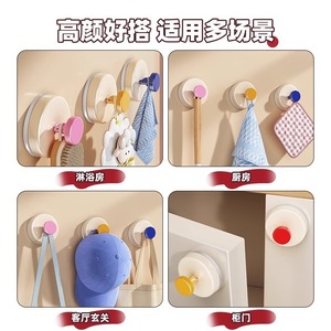 Suction Cup <b>Hook</b> Round <b>Wall</b> Mounted Entryway <b>Key</b> Hat Storage 3-5kg Load Detachable No Drilling Required - Product Image 4