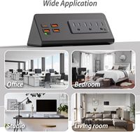 Escritorio de oficina, salida de alimentación de EE. UU., fácil instalación, abrazadera de borde de escritorio, tiras de alimentación con 3USB A usb-c para mesita de noche, mesa de centro