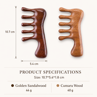 En gros : Masseur de cuir chevelu en bois, Peigne de massage des méridiens, Outil Gua Sha en bois de santal doré et Cumaru, Coffrets cadeaux de soins capillaires avec logo personnalisé