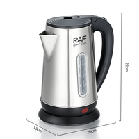 Bouilloire électrique RAF R.7300 1500W 2.0L avec indicateur de niveau d'eau, en acier inoxydable 201, prise VDE, chauffage rapide pour la préparation de boissons chaudes