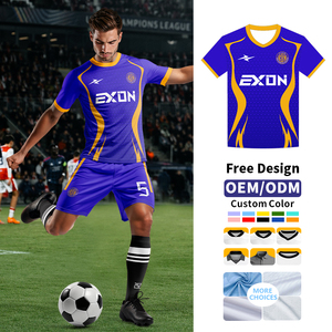 Maillot de football respirant à séchage rapide EXON à manches courtes, édition joueur, uniforme de football extensible pour hommes, entraînement d'équipe, vente en gros - Product Image 1
