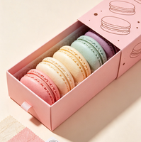 Boîte à macarons en papier avec impression de logo personnalisé, emballage alimentaire recyclable de qualité alimentaire pour macarons, biscuits, desserts, emballage cadeau