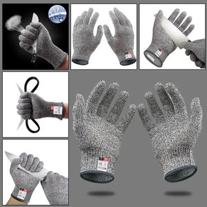 Vente en gros de gants anti-coupure GMG gris et noir en HPPE, résistants, conformes aux normes EN388 et ANSI Niveau 5, pour le travail de sécurité - Product Image 2