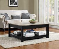 Table basse carrée contemporaine en bois noir à hauteur réglable