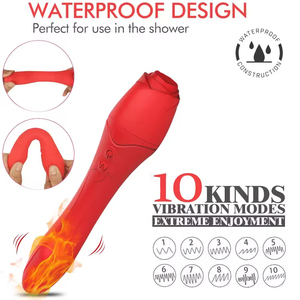 Vibromasseur chauffant en silicone flexible pour clitoris et point G, modèle Rose, 10 vitesses, pour femmes - Product Image 5