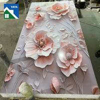 Panneau mural en PVC imperméable de qualité supérieure, motif floral, 4x8 pieds, durable, feuille de marbre numérique 5D UV pour la maison et le bureau