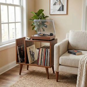 Support pour tourne-disque, console multimédia avec rangement, couleur châtain/gris/noyer foncé/noir/naturel, prix de gros - Product Image 5
