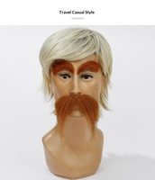 Set de 3 Cejas y Bigotes Postizos Autoadhesivos, Blancos, Amarillos y Marrones, Accesorio Novedoso para Hombres, Halloween, Cosplay