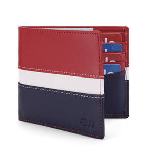 Cartera de Cuero para Hombre con Bloques de Color Rojo, Múltiples Ranuras para Tarjetas, Bloqueo RFID, Uso Diario - Product Image 5