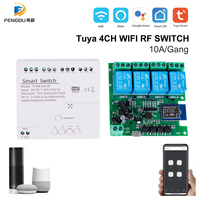 250V 16A Télécommande Commutateur USB 5V 12V 24V AC220V Tuya WiFi 4Ch Module Contrôleur 433MHZ APP Commande Vocale WiFi Relais Commutateur