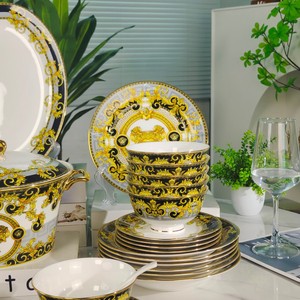 Juego de vajilla de porcelana de hueso de lujo, plato de cena real, juego de cuchara para 6 personas - Product Image 5