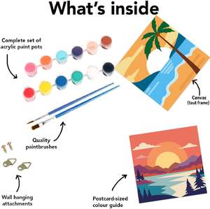 Kit <span class=keywords><strong>de</strong></span> <span class=keywords><strong>peinture</strong></span> par numéros encadré pour adultes débutants, paysage <span class=keywords><strong>coucher</strong></span> <span class=keywords><strong>de</strong></span> <span class=keywords><strong>soleil</strong></span>, <span class=keywords><strong>peinture</strong></span> <span class=keywords><strong>acrylique</strong></span> DIY par numéros, toile décorative murale 8x8 pouces - Product Image 3