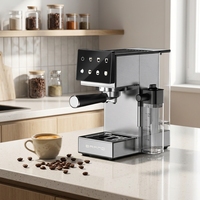 Machine à expresso électrique entièrement automatique programmable en acier inoxydable 20 bars avec moulin intégré 1350W, mousseur à lait professionnel, usage domestique, UE