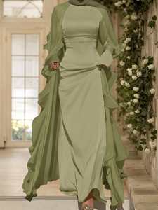 Nouvelles robes de soirée musulmanes en mousseline de soie et en géorgette pour femmes musulmanes 2026, vente en gros, haute qualité, satin, vêtements islamiques - Product Image 4
