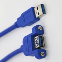 Cable USB 3.0 Extendido Tipo Panel con Conector Macho a Hembra, Tornillos de Bloqueo, Cable de Datos de Alta Velocidad con Conductor de Cobre para