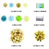 Metallic Blend 100% Polyester Gift Bows Assorted Colors Gold Blue Green Yellow Glitter Printed Wired <b>Ribbons</b> for Gift Packaging - Product Image 2