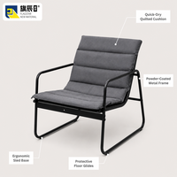 Chaise longue pliante moderne en fer, imperméable, pour jardin/cour extérieure
