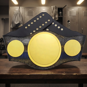 Cinturón de Campeonato de Boxeo Unisex de Cuero Personalizable con Medallones Chapados en Oro, Duradero para Entrenamiento de Taekwondo, Jiu-Jitsu y Karate - Product Image 3