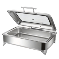 Neues Design Edelstahl 9L Gold Chafing Dish für Buffet, Restaurant, Hotel, Rechteckiger Warmhaltebehälter