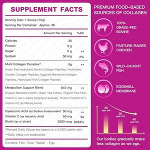 Integratore in Polvere di Peptidi di Collagene con Logo Personalizzato, Collagene Idrolizzato con Acido Ialuronico, Biotina, Vitamina C per Corpo e Pelle - Product Image 2