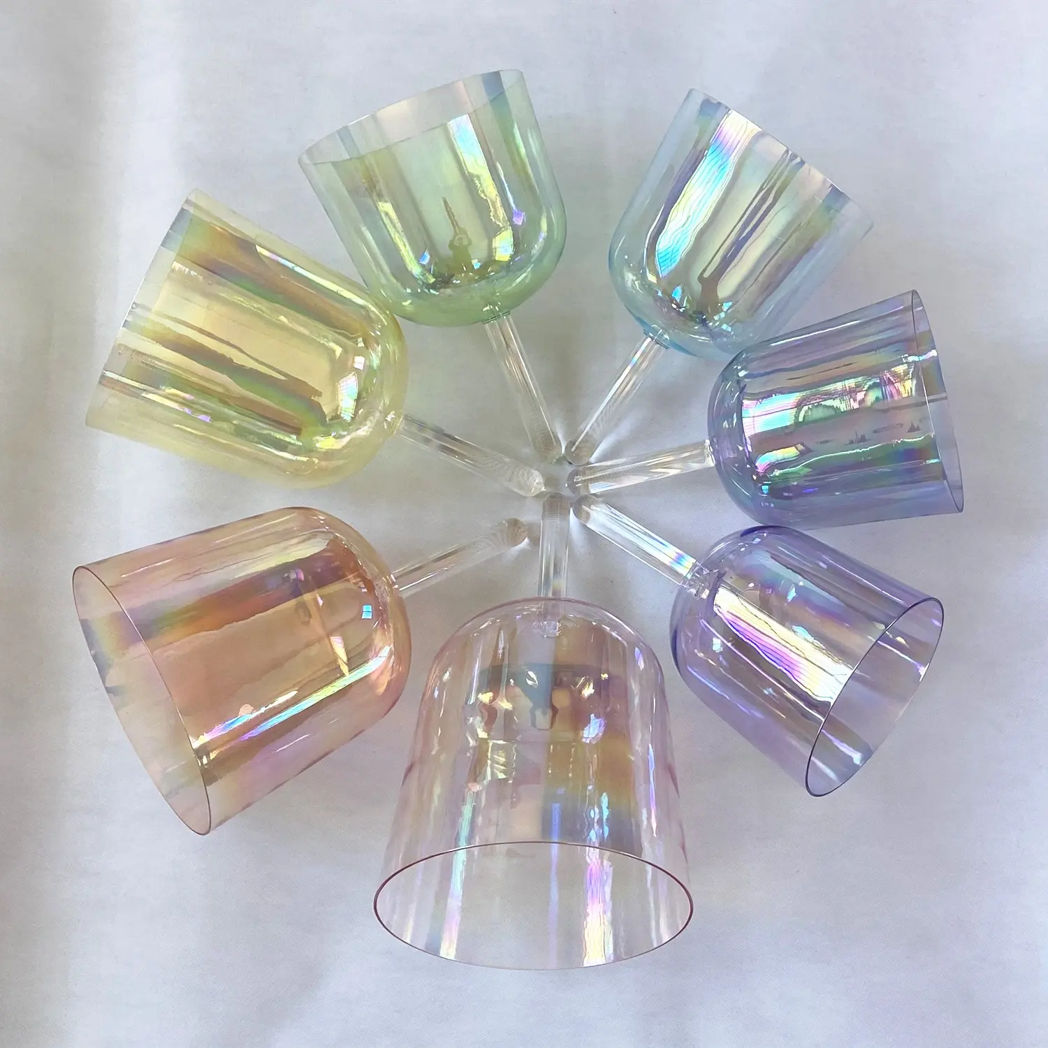 Sound Healing Alle Noten Alchemy Zeven Kleur Quartz Crystal Handvat Klankschalen Met Gratis Hamers