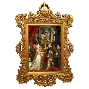 Антикварная зеркальная рамка в стиле барокко, украшенная большими рамками для картин